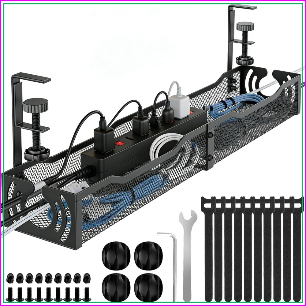 Cable Tray Under Desk - 25.3'' Under Desk Cable Management Tray