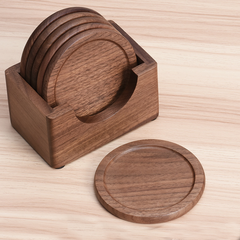Office Furniture Installation - Walnut Dark Coaster Set of 6