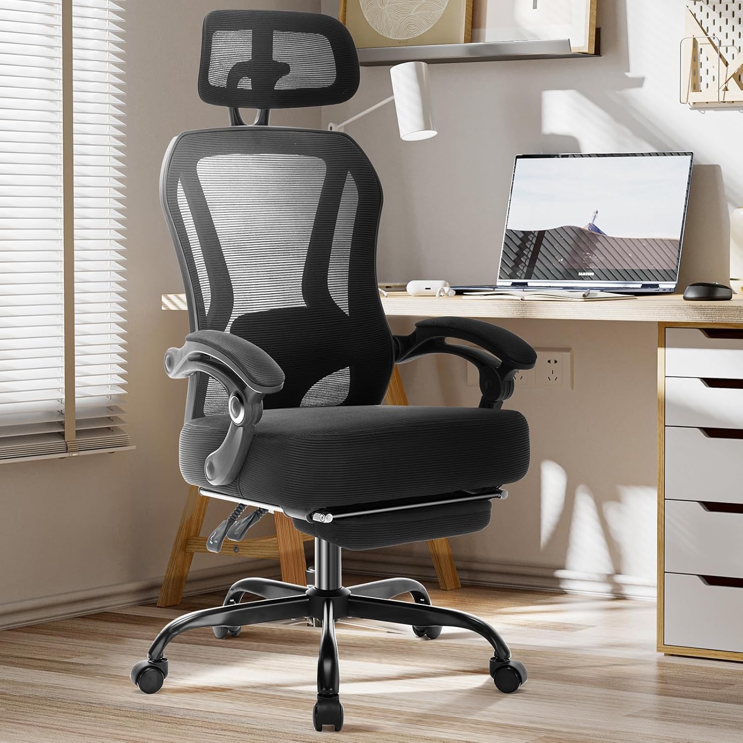 Office Footrest Cushion - Ergonomic High Back Reclining Mesh Office