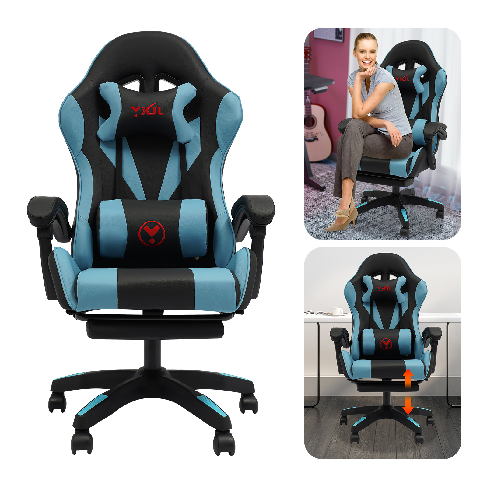 Office Furniture Commercial - Ergonomic Racing Gaming Chair Adjustable Swivel