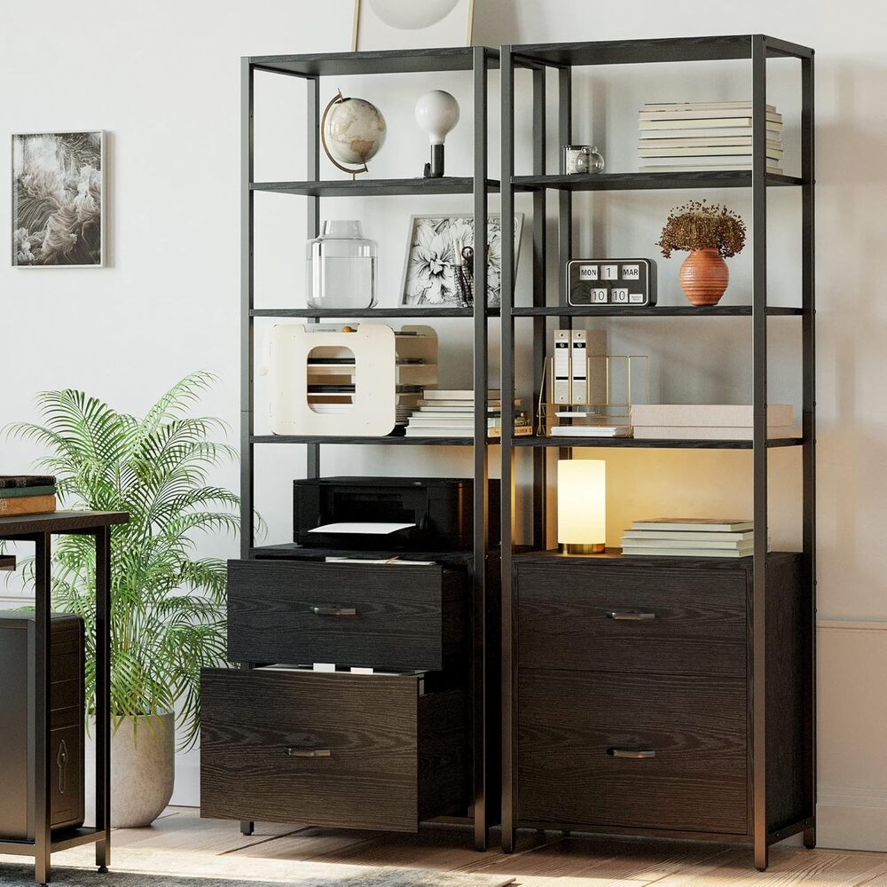 Office Furniture Filing Cabinets - IRONCK Industrial Bookcase with File Cabinet
