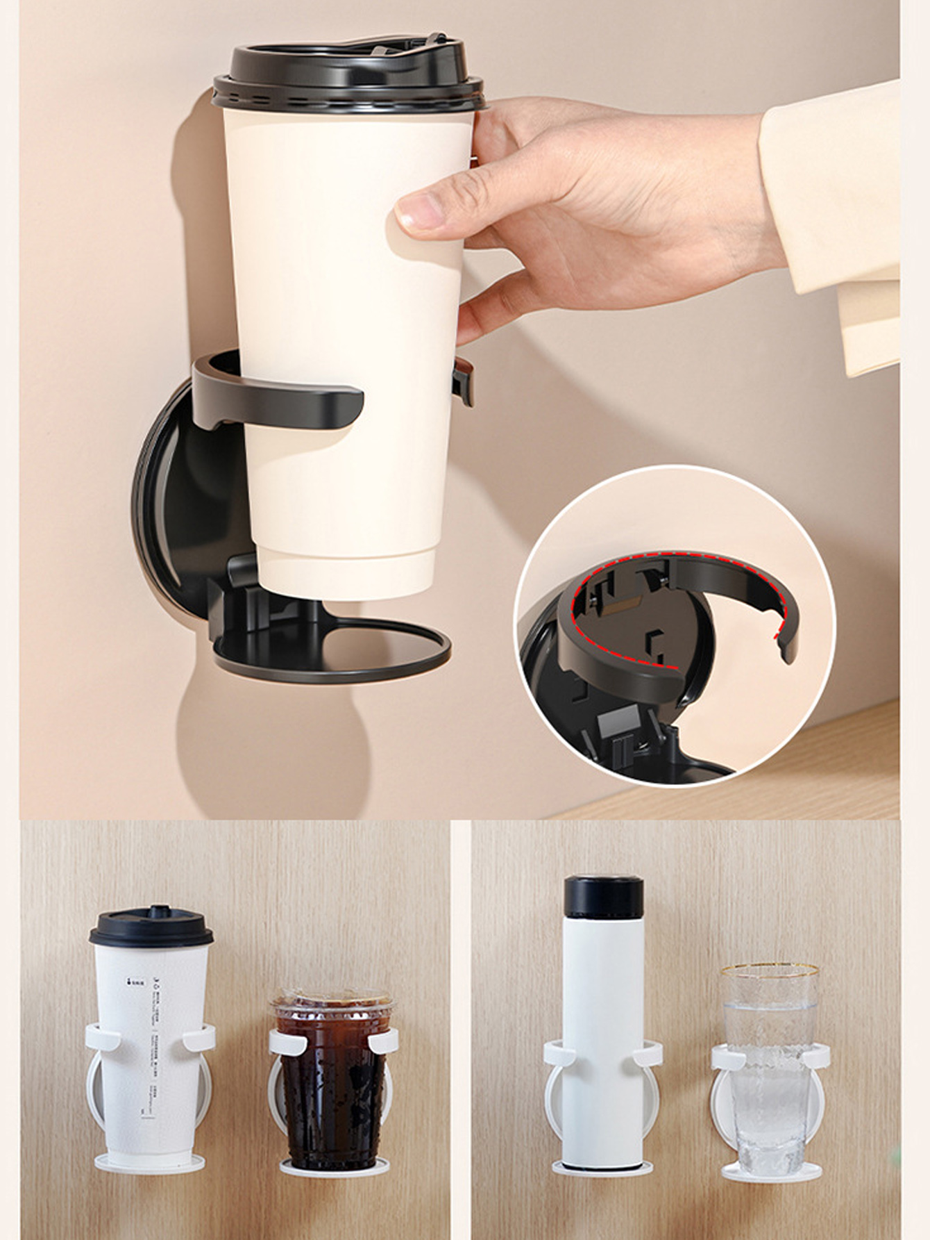 Wall Mounted Desk Fold - 1Pcs No Punching Folding Cup Holder