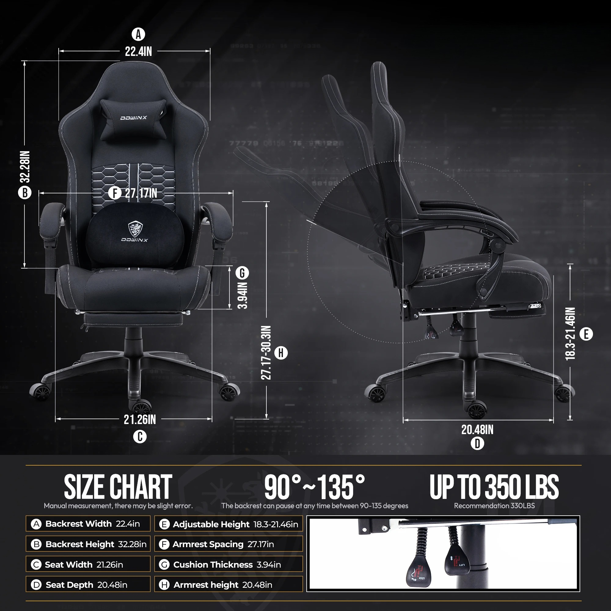 Office Footrest Cushion - Ergonomic Gaming Computer Chair with Pocket