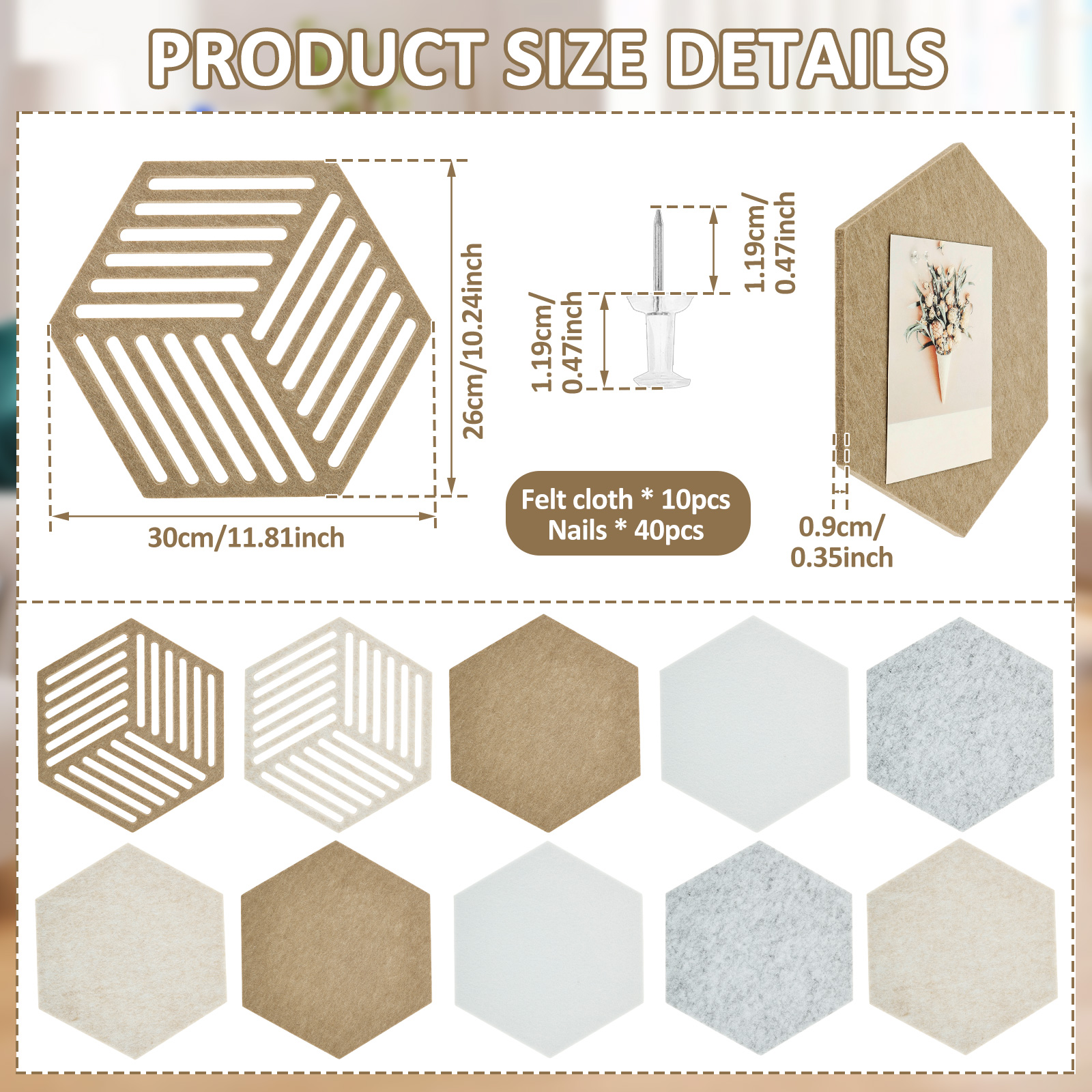 10/2Pcs Hexagon/Arched Felt Co - đánh giá và giá Office Furniture Online