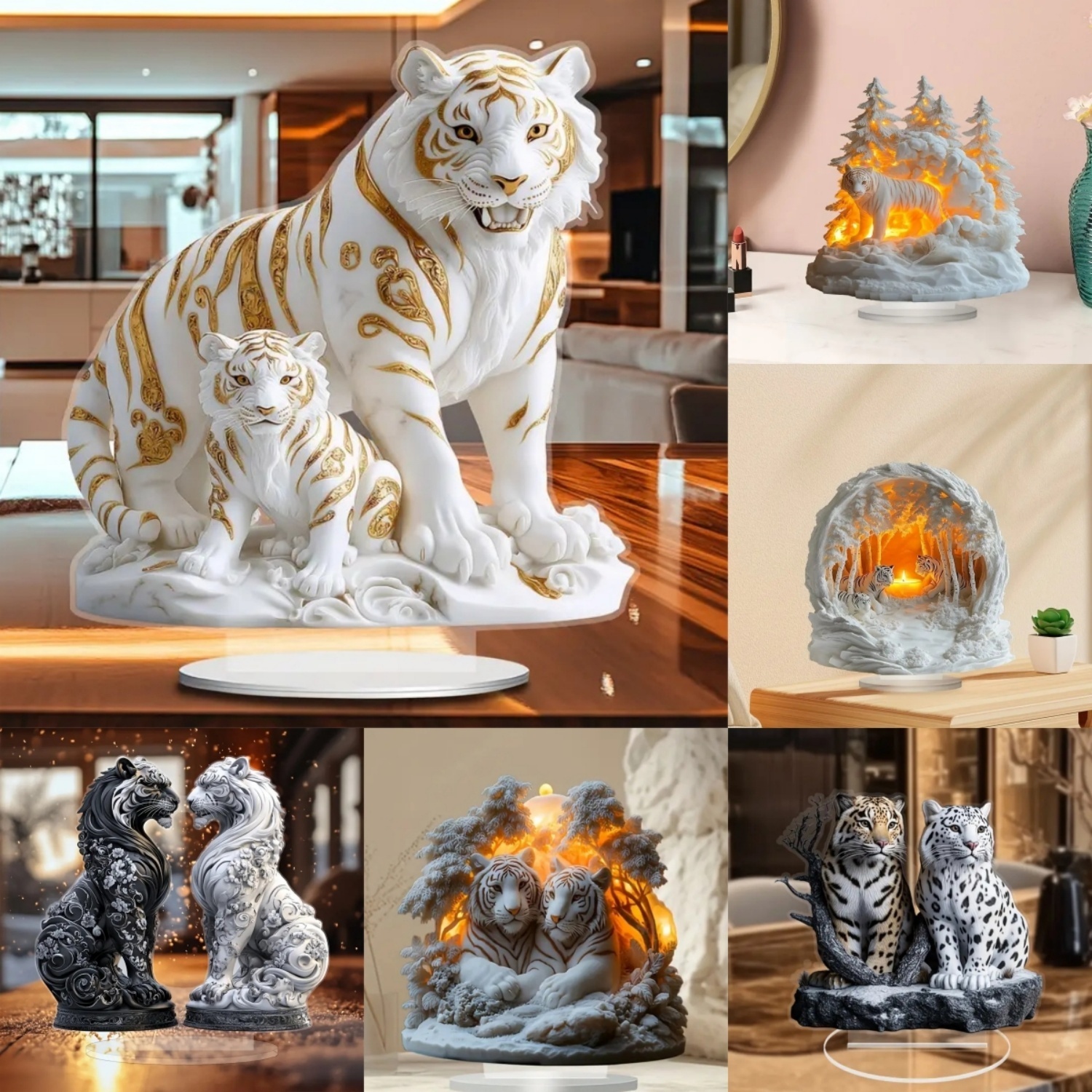 Two Tigers Statue,2D Flat Anim - đánh giá và giá Office Furniture Installation
