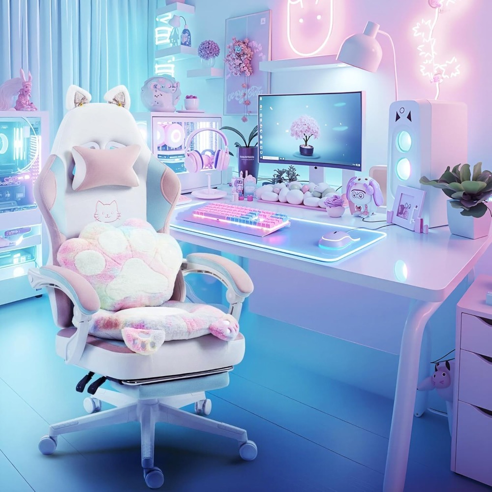 Gaming Chair Cute with Cat Ear - đánh giá và giá Office Footrest Cushion