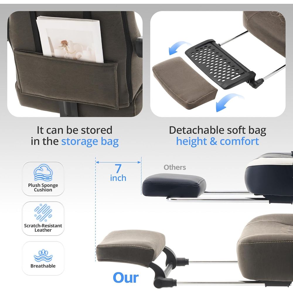 Breathable Leather Gaming Chai - đánh giá và giá Office Footrest Cushion