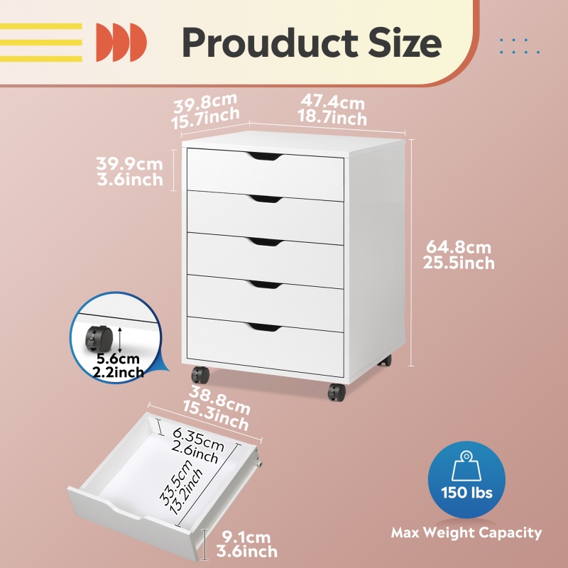 GALAXHERO 5 Drawer Wood Storag - đánh giá và giá Office Furniture Filing Cabinets