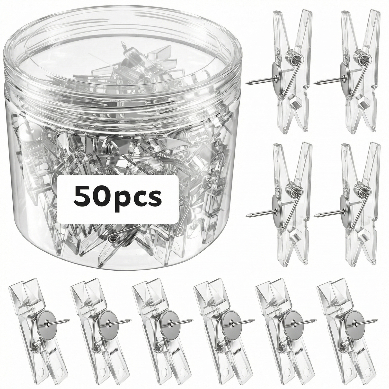 50Pcs Push Pin Clips Transpare - đánh giá và giá Office Furniture Online