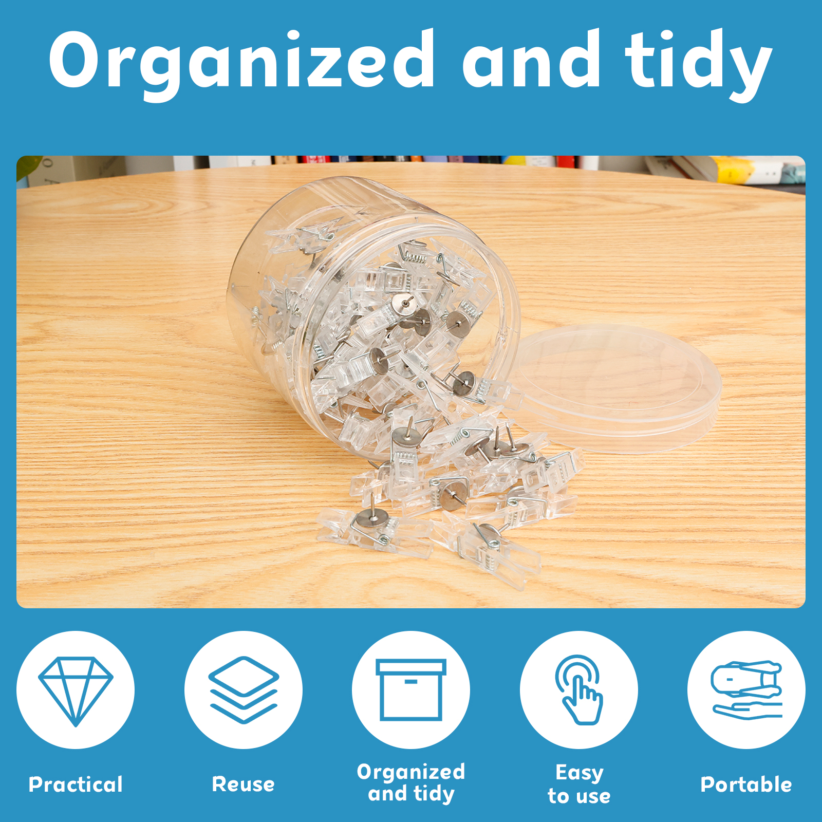 50Pcs Push Pin Clips Transpare - đánh giá và giá Office Furniture Online