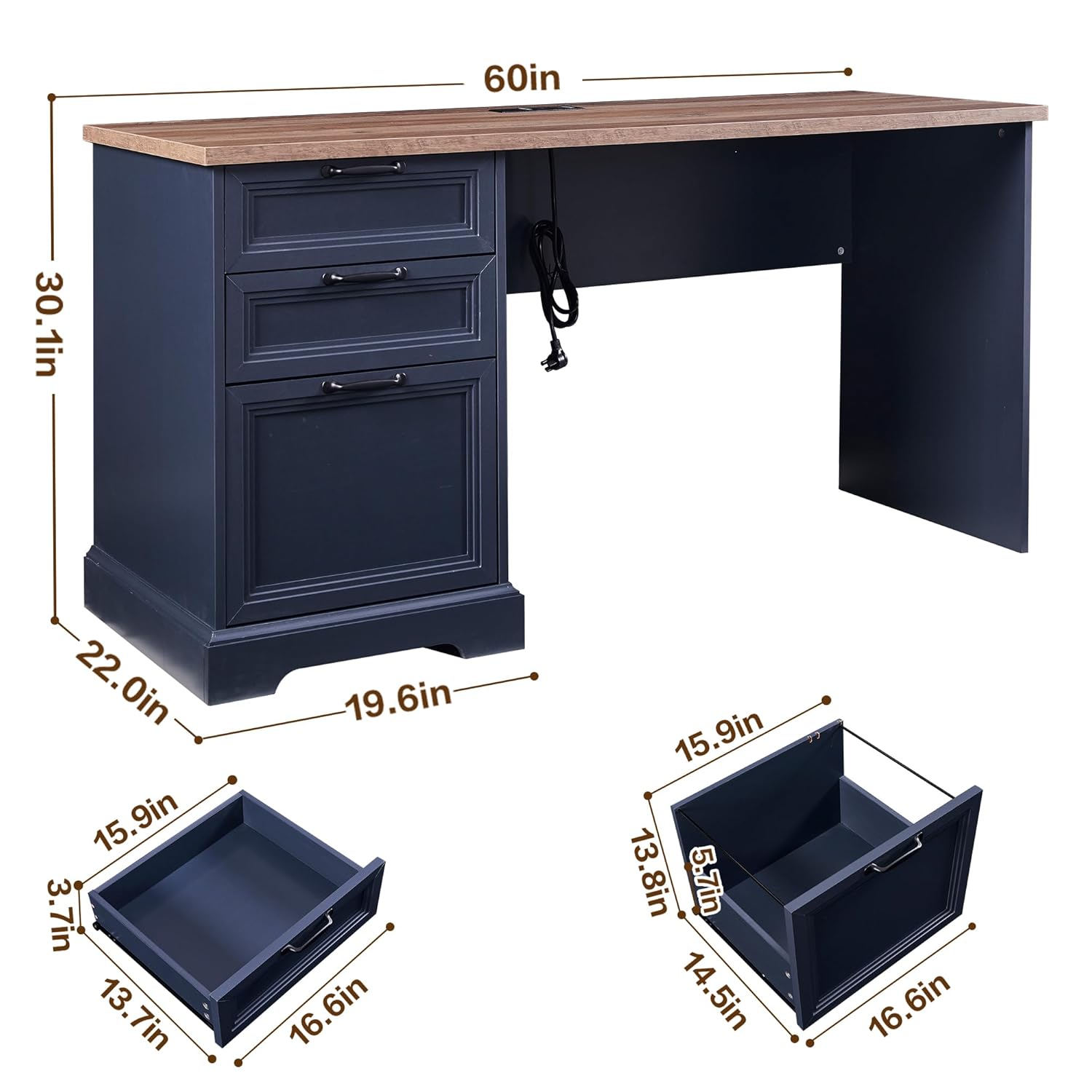 60in Farmhouse Executive Desk  - đánh giá và giá Office Furniture Filing Cabinets