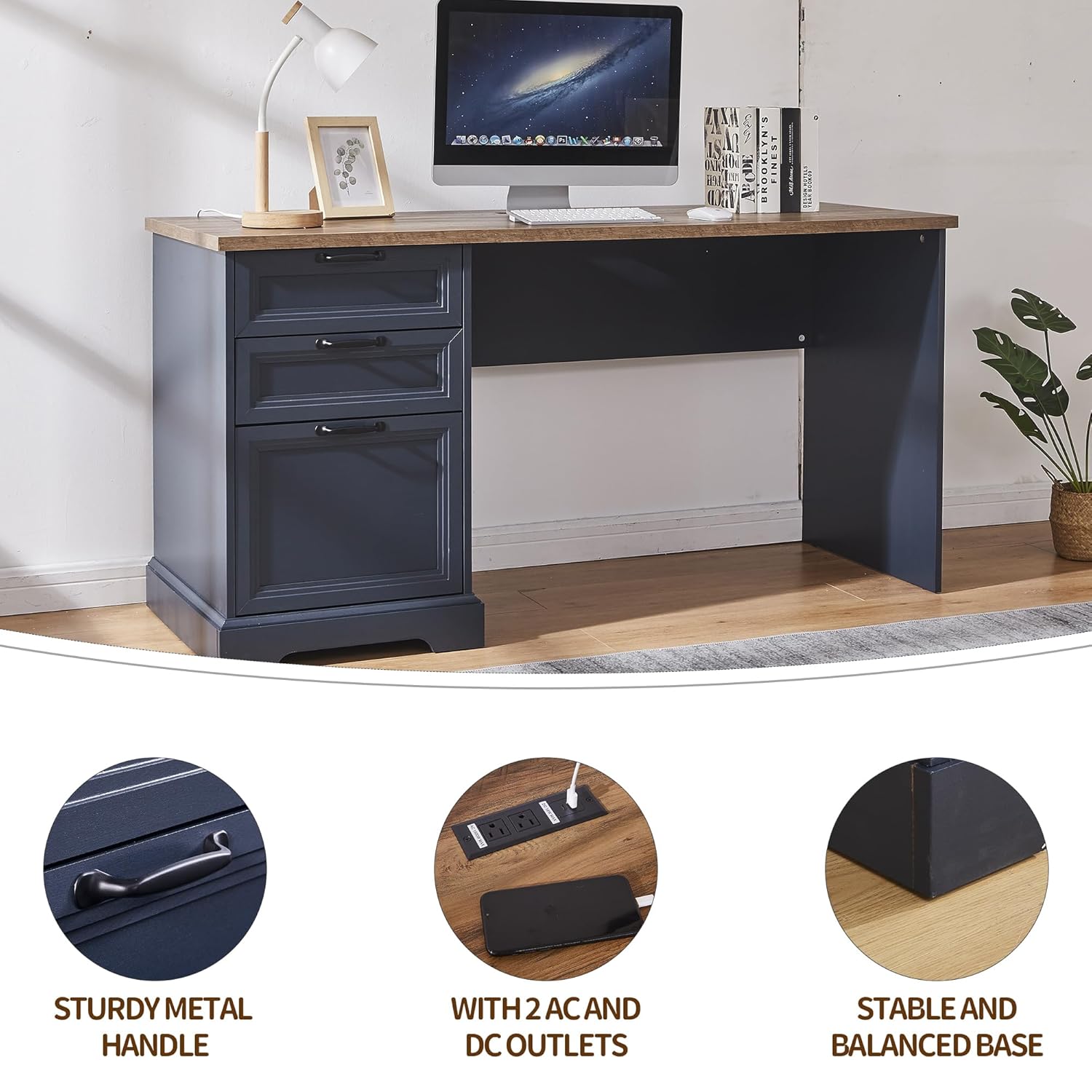 60in Farmhouse Executive Desk  - đánh giá và giá Office Furniture Filing Cabinets
